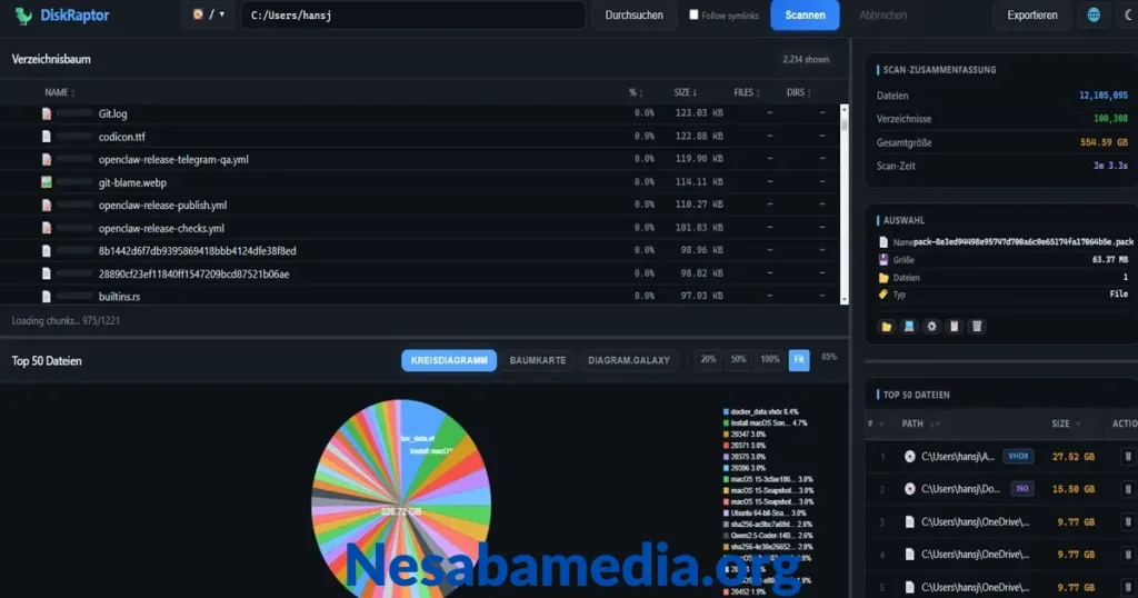 DiskRaptor Download gratis untuk analisis ruang penyimpanan